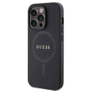 Guess GUHMP14LPSAHMCK Apple iPhone 14 Pro 6.1" juodos spalvos kietas dėklas Saffiano MagSafe - Image 2