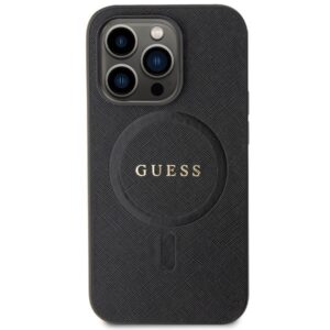Guess GUHMP14LPSAHMCK Apple iPhone 14 Pro 6.1" juodos spalvos kietas dėklas Saffiano MagSafe - Image 3