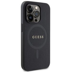 Guess GUHMP14LPSAHMCK Apple iPhone 14 Pro 6.1" juodos spalvos kietas dėklas Saffiano MagSafe - Image 4