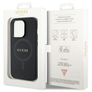 Guess GUHMP14LPSAHMCK Apple iPhone 14 Pro 6.1" juodos spalvos kietas dėklas Saffiano MagSafe - Image 8