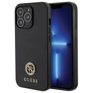 Guess GUHCP13LPS4DGPK Apple iPhone 13 Pro 6.1" juodos spalvos kietas dėklas Strass Metal Logo