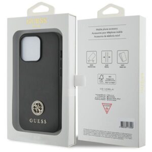 Guess GUHCP13LPS4DGPK Apple iPhone 13 Pro 6.1" juodos spalvos kietas dėklas Strass Metal Logo - Image 8