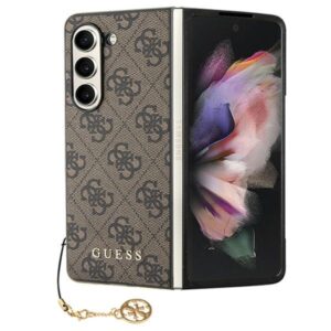 Guess GUHCZFD5GF4GBR F946 Z Fold5 rudos spalvos kietas dėklas 4G Charms Collection - Image 1