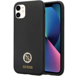 Guess GUHCN614DGPK Apple iPhone 11 / Xr 6.1" juodos spalvos kietas dėklas Silicone Logo Strass 4G - Image 1