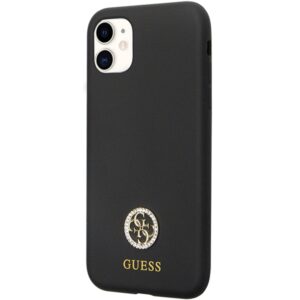 Guess GUHCN614DGPK Apple iPhone 11 / Xr 6.1" juodos spalvos kietas dėklas Silicone Logo Strass 4G - Image 2