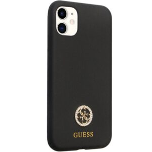 Guess GUHCN614DGPK Apple iPhone 11 / Xr 6.1" juodos spalvos kietas dėklas Silicone Logo Strass 4G - Image 4