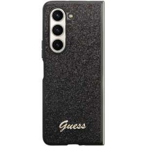 Guess GUHCZFD5HGGSHK F946 Z Fold5 juodos spalvos kietas dėklas Glitter Script - Image 2
