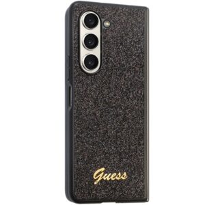 Guess GUHCZFD5HGGSHK F946 Z Fold5 juodos spalvos kietas dėklas Glitter Script - Image 5