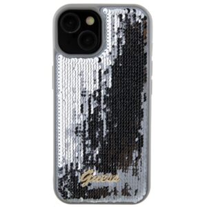 Guess GUHCP15SPSFDGSS Apple iPhone 15 / 14 / 13 6.1" silver kietas dėklas Sequin Script Metal - Image 3
