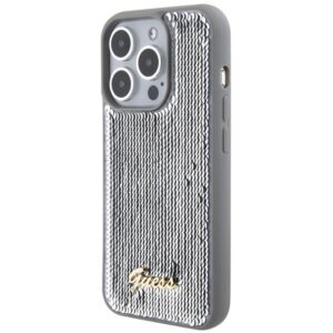 Guess GUHCP15LPSFDGSS Apple iPhone 15 Pro 6.1" silver kietas dėklas Sequin Script Metal - Image 2