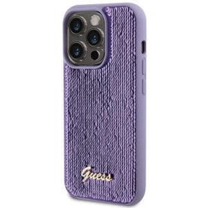Guess GUHCP15LPSFDGSU Apple iPhone 15 Pro 6.1"violetinės spalvos kietas dėklas Sequin Script Metal - Image 2