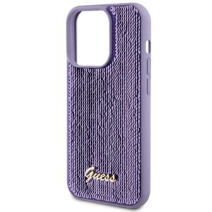 Guess GUHCP15LPSFDGSU Apple iPhone 15 Pro 6.1"violetinės spalvos kietas dėklas Sequin Script Metal - Image 6