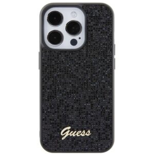 Guess GUHCP15LPMSDGSK Apple iPhone 15 Pro 6.1" juodos spalvos kietas dėklas Disco Metal Script - Image 3