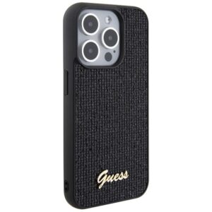 Guess GUHCP15LPMSDGSK Apple iPhone 15 Pro 6.1" juodos spalvos kietas dėklas Disco Metal Script - Image 4