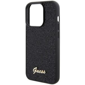 Guess GUHCP15LPMSDGSK Apple iPhone 15 Pro 6.1" juodos spalvos kietas dėklas Disco Metal Script - Image 6