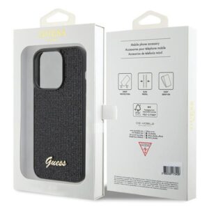 Guess GUHCP15LPMSDGSK Apple iPhone 15 Pro 6.1" juodos spalvos kietas dėklas Disco Metal Script - Image 8