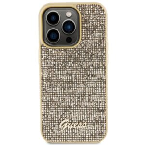 Guess GUHCP15LPMSDGSD Apple iPhone 15 Pro 6.1" gold kietas dėklas Disco Metal Script - Image 3
