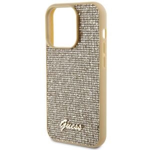 Guess GUHCP15LPMSDGSD Apple iPhone 15 Pro 6.1" gold kietas dėklas Disco Metal Script - Image 6