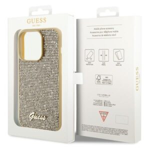 Guess GUHCP15LPMSDGSD Apple iPhone 15 Pro 6.1" gold kietas dėklas Disco Metal Script - Image 8