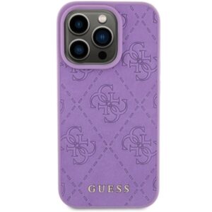 Guess GUHCP15LP4EPMU Apple iPhone 15 Pro 6.1" light violetinės spalvos kietas dėklas Leather 4G Stamped - Image 3