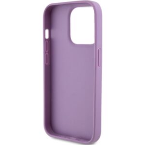 Guess GUHCP15LP4EPMU Apple iPhone 15 Pro 6.1" light violetinės spalvos kietas dėklas Leather 4G Stamped - Image 7