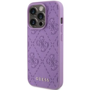 Guess GUHCP15XP4EPMU Apple iPhone 15 Pro Max 6.7" light violetinės spalvos kietas dėklas Leather 4G Stamped - Image 2