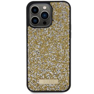Guess GUHCP15XPFGSBSD Apple iPhone 15 Pro Max 6.7" yellow kietas dėklas Rhinestone Metal Logo - Image 3