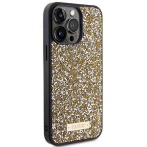 Guess GUHCP15XPFGSBSD Apple iPhone 15 Pro Max 6.7" yellow kietas dėklas Rhinestone Metal Logo - Image 4