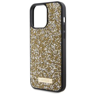 Guess GUHCP15XPFGSBSD Apple iPhone 15 Pro Max 6.7" yellow kietas dėklas Rhinestone Metal Logo - Image 6