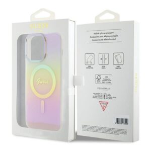 Guess GUHMP15LHITSP Apple iPhone 15 Pro 6.1" rožinės spalvos kietas dėklas IML Iridescent MagSafe - Image 8