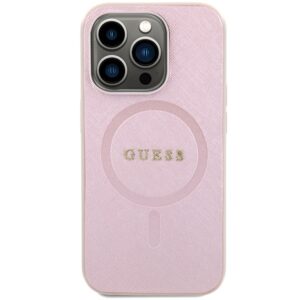 Guess GUHMP15LPSAHMCP Apple iPhone 15 Pro 6.1" rožinės spalvos kietas dėklas Saffiano MagSafe - Image 3