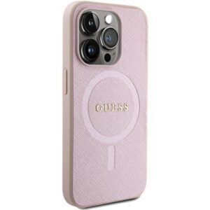 Guess GUHMP15LPSAHMCP Apple iPhone 15 Pro 6.1" rožinės spalvos kietas dėklas Saffiano MagSafe - Image 4