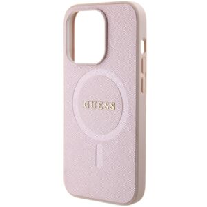 Guess GUHMP15LPSAHMCP Apple iPhone 15 Pro 6.1" rožinės spalvos kietas dėklas Saffiano MagSafe - Image 5