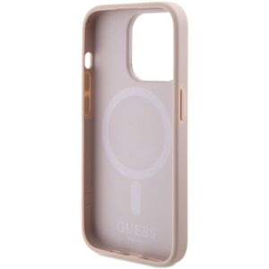 Guess GUHMP15LPSAHMCP Apple iPhone 15 Pro 6.1" rožinės spalvos kietas dėklas Saffiano MagSafe - Image 6