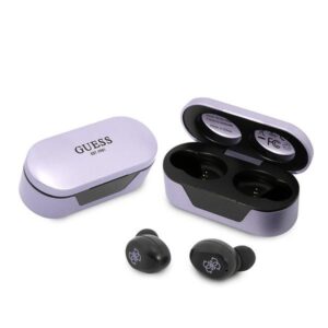 Guess GUTWST31EG TWS Bluetooth ausinės + docking station violetinės spalvos