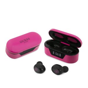 Guess GUTWST31EK TWS Bluetooth ausinės + magenta docking station - Image 1