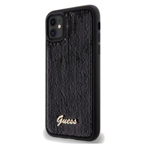 Guess GUHCN61PSFDGSK Apple iPhone 11 / Xr 6.1" juodos spalvos kietas dėklas Sequin Script Metal - Image 2