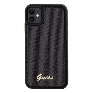 Guess GUHCN61PSFDGSK Apple iPhone 11 / Xr 6.1" juodos spalvos kietas dėklas Sequin Script Metal - Image 3