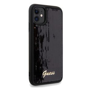 Guess GUHCN61PSFDGSK Apple iPhone 11 / Xr 6.1" juodos spalvos kietas dėklas Sequin Script Metal - Image 4