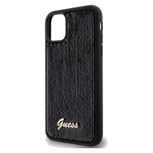 Guess GUHCN61PSFDGSK Apple iPhone 11 / Xr 6.1" juodos spalvos kietas dėklas Sequin Script Metal - Image 6