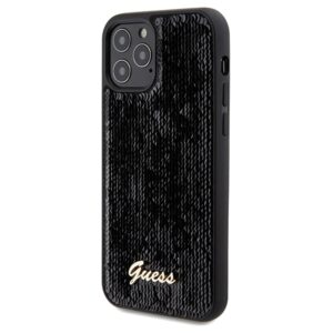 Guess GUHCP12MPSFDGSK Apple iPhone 12/12 Pro 6.1" juodos spalvos kietas dėklas Sequin Script Metal - Image 2