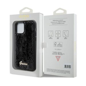 Guess GUHCP12MPSFDGSK Apple iPhone 12/12 Pro 6.1" juodos spalvos kietas dėklas Sequin Script Metal - Image 8