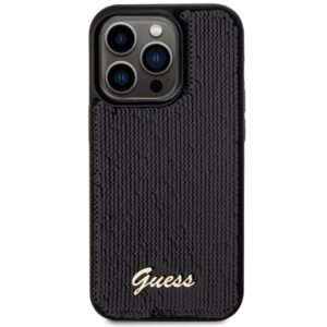 Guess GUHCP13XPSFDGSK Apple iPhone 13 Pro Max 6.7" juodos spalvos kietas dėklas Sequin Script Metal - Image 3