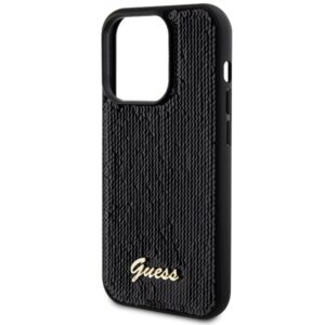 Guess GUHCP13XPSFDGSK Apple iPhone 13 Pro Max 6.7" juodos spalvos kietas dėklas Sequin Script Metal - Image 6