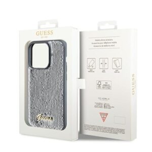 Guess GUHCP14LPSFDGSS Apple iPhone 14 Pro 6.1" silver kietas dėklas Sequin Script Metal - Image 8