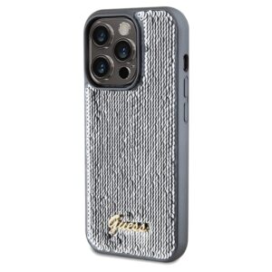 Guess GUHCP14LPSFDGSS Apple iPhone 14 Pro 6.1" silver kietas dėklas Sequin Script Metal - Image 2