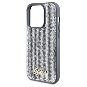 Guess GUHCP14LPSFDGSS Apple iPhone 14 Pro 6.1" silver kietas dėklas Sequin Script Metal - Image 6
