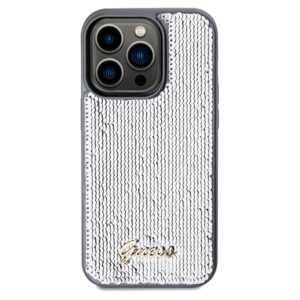 Guess GUHCP14XPSFDGSS Apple iPhone 14 Pro Max 6.7" silver kietas dėklas Sequin Script Metal - Image 3