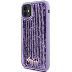 Guess GUHCN61PSFDGSU Apple iPhone 11 / Xr 6.1" violetinės spalvos kietas dėklas Sequin Script Metal - Image 2