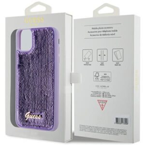 Guess GUHCN61PSFDGSU Apple iPhone 11 / Xr 6.1" violetinės spalvos kietas dėklas Sequin Script Metal - Image 8